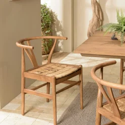 Swing Chaises En Bois|Meubles De Cuisine·Chaises|Chaise vintage bois noir recyclé et cannage chanvre tressé