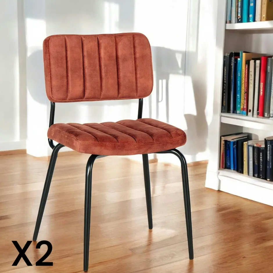 FAIRLIE Chaises Capitonnées|Chaises Contemporaines|Chaise vintage moutarde (lot de 2)