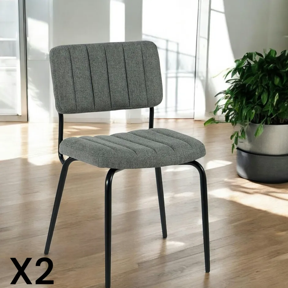 FAIRLIE Chaises Capitonnées|Chaises Contemporaines|Chaise vintage rouille (lot de 2)