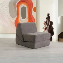 SAPPO Fauteuils En Tissu|Fauteuils Convertibles|Chauffeuse convertible gris velours, lit d'appoint