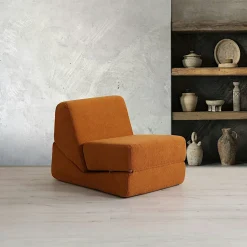 SAPPO Fauteuils En Tissu|Fauteuils Convertibles|Chauffeuse convertible gris velours, lit d'appoint