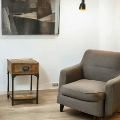 ALMEIRA Tables De Chevet Industrielles|Chevet 2 tiroirs bois noir et pin