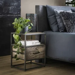 OBAN Tables De Chevet Industrielles|Chevet bois grisé