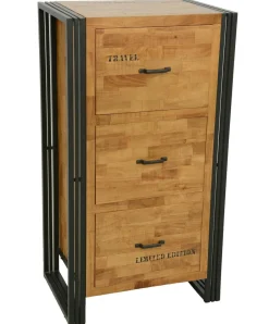 Docker Rangements Déco·Malles|Coffres En Bois|Coffre hévéa recyclé naturel et métal noirci 100X40X45cm