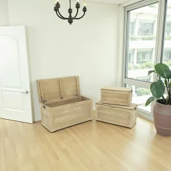 Helena Rangements Déco·Malles|Coffres En Bois|Coffres rectangles (lot de 3) bois massif hévéa