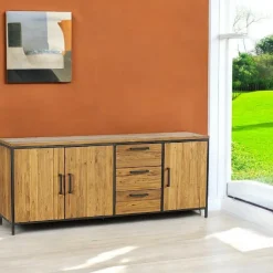 PUNE Meubles De Salon·Colonnes De Rangement|Meubles De Rangement·Colonnes De Rangement|Colonne en bois de teck poignées métal