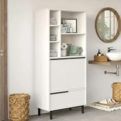 JENA Meubles De Salle De Bains·Rangement Salle De Bains|Colonne salle de bains blanche 3 portes 5 niches