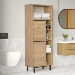 JENA Meubles De Salle De Bains·Rangement Salle De Bains|Colonne salle de bains moderne effet bois - 2 portes