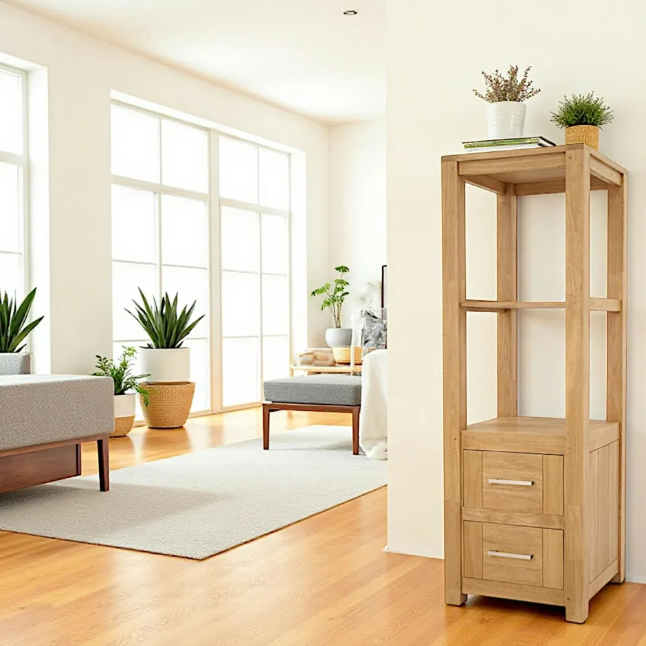 Attan Meubles De Salon·Colonnes De Rangement|Meubles De Rangement·Colonnes De Rangement|Colonne étagère moderne bois hévéa H151cm