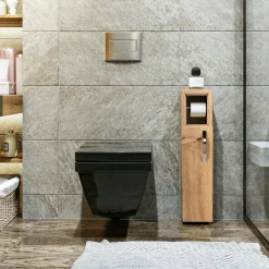 MARFA Meubles De Salle De Bains·Rangement Salle De Bains|Colonne WC anthracite 1 porte et dérouleur papier