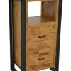 Docker Commodes Industrielles|Commodes En Bois|Commode / Chiffonnier hévéa recyclé naturel et métal noirci 2 tiroirs 1 niche 60X40X110cm