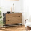 ALMEIRA Commodes En Bois|Commodes Industrielles|Commode 3 tiroirs bois noir et pin