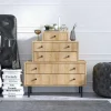 JENA Commodes En Bois|Commode 5 tiroirs effet bois, design en pyramide