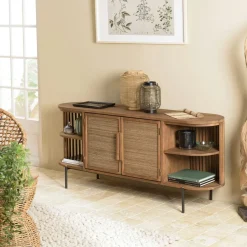 Swing Commodes En Bois|Commode 6 tiroirs en bois recyclé et tressage coco