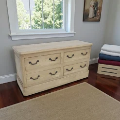 Tradition Commodes En Bois|Commode 4 tiroirs hévéa 120x43x60cm