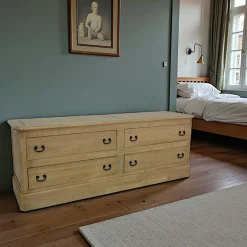 Tradition Commodes En Bois|Commode 4 tiroirs hévéa 160x45x60cm