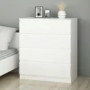 MARFA Commodes Blanches|Commodes En Bois|Commode blanche moderne 4 tiroirs, format compact