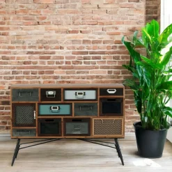 LAMPHUN Univers Déco·Vintage|Commodes Industrielles|Commode d'apothicaire 11 tiroirs 1 porte