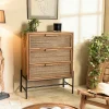 Swing Commodes En Bois|Commode en teck recyclé 3 tiroirs tressage coco
