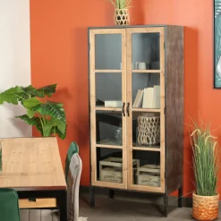 Swing Commodes En Bois|Commode en teck recyclé 3 tiroirs tressage coco