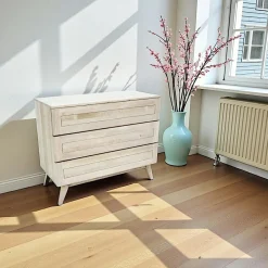 Sixties Commodes Vintage|Commodes En Bois|Commode Hévéa 3 tiroirs 100x48x80cm