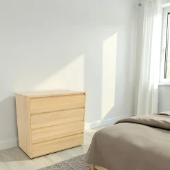 Baltic Commodes Scandinaves|Commodes En Bois|Commode Hévéa 4 tiroirs 90x45x86cm