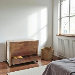 Tessa Commodes En Bois|Commode Hévéa 4 tiroirs 110x50x80cm