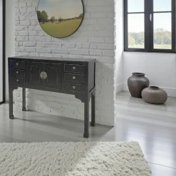 Maori Consoles Avec Tiroirs|Consoles Avec Tiroir|Console 2 portes 6 tiroirs hévéa 120x95cm