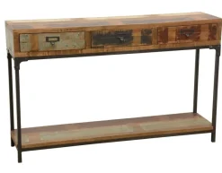 Loft / Loft Colors Consoles Avec Tiroirs|Consoles Avec Tiroir|Console 3 tiroirs, 1 plateau bas en Hévéa recyclé coloré et métal 120x30x75 LOFT COLORS