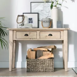 SALERNE Univers Déco·Maison De Campagne|Univers Déco·Scandinave Hygge|Console 2 tiroirs bois recyclé clair