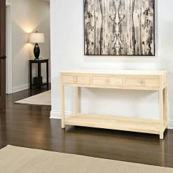 Gala Consoles Avec Tiroirs|Consoles Avec Tiroir|Console 3 tiroirs double plateau hévéa 150cm