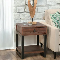 SAMOA Consoles En Bois|Consoles En Bois|Console bois brun recyclé 2 tiroirs