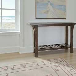 Maori Consoles En Bois|Consoles En Bois|Console Chinoise Hévéa double plateaux - dont un ajouré - et pieds galbés 115x40x76cm