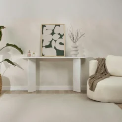 MARFA Consoles En Bois|Consoles En Bois|Console de salon blanche effet laqué - pieds en V