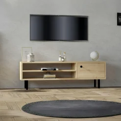 JENA Consoles En Bois|Consoles En Bois|Console d'entrée avec rangement 3 niches, effet chêne