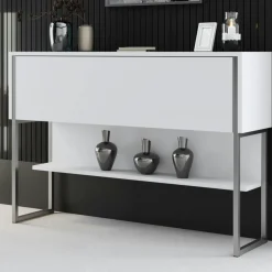 JENA Consoles En Bois|Consoles En Bois|Console d'entrée blanche design avec grand rangement