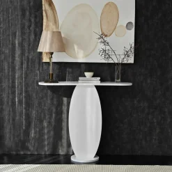 MARFA Consoles En Bois|Consoles En Bois|Console d'entrée blanche design organique 100 cm