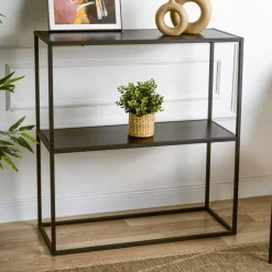 JENA Consoles En Bois|Consoles En Bois|Console d'entrée en métal noir - 2 plateaux