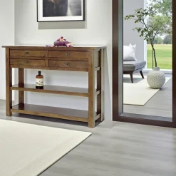 Tradition Consoles Avec Tiroirs|Consoles Avec Tiroir|Console drapier avec tiroirs bois hévéa 125cm