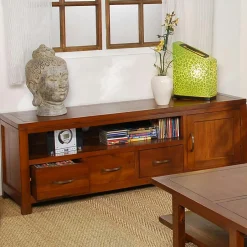 Lola Consoles Avec Tiroirs|Consoles Avec Tiroir|Console exotique bois acajou avec tiroirs 120cm