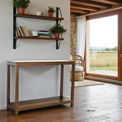 Helena Consoles En Bois|Consoles En Bois|Console Hévéa double plateaux 110x35x85cm