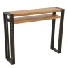 Docker Consoles Industrielles|Consoles Industrielles|Console hévéa recyclé naturel et métal noirci 2 plateaux 100X25X80cm