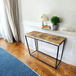 Consoles En Bois|Consoles En Bois|Console rectangulaire teck et pieds métal