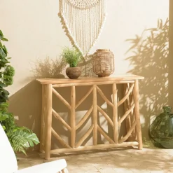 MANAK Consoles En Bois|Consoles En Bois|Console rondins de teck naturel piétement décoré