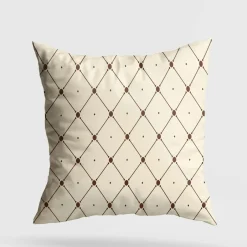 IZMIR Textile·Coussins|Coussin crème – motifs losanges marrons