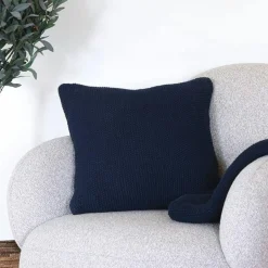 BRUGES Textile·Coussins|Coussin déco bleu marine en coton recyclé