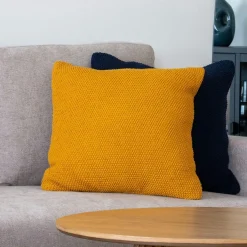 BRUGES Textile·Coussins|Coussin déco bleu marine en coton recyclé