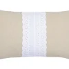 Univers Déco·Classique Chic|Textile·Coussins|Coussin déco couleur lin et vert avec dentelle blanche 30x50cm MUMMY