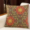 IZMIR Textile·Coussins|Coussin rétro – fleurs encadrées multicolores