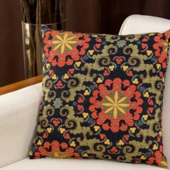IZMIR Textile·Coussins|Coussin rétro – motifs floraux stylisés
